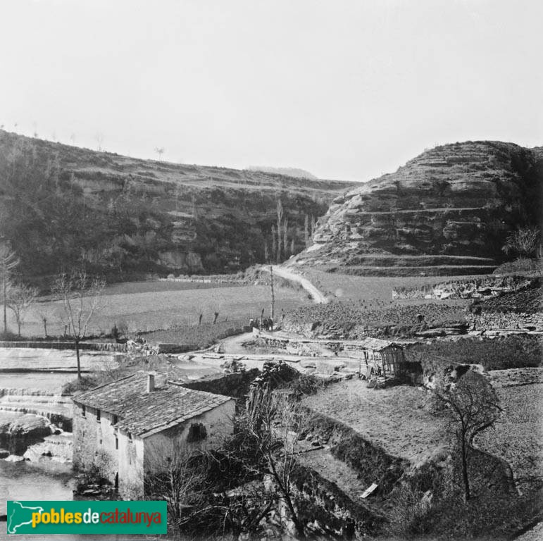 Rupit - Molí d'en Marandes (Foto: <i>Cèsar August Torras - Arxiu Centre Excursionista de Catalunya-</i>, c.1910) Rupit - Molí d'en Marandes