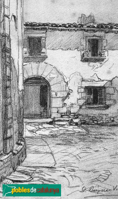 Sant Julià de Vilatorta - Cal Vicari. Dibuix de Dionís Baixeras <i>-Arxiu del Centre Excursionista de Catalunya-</i>