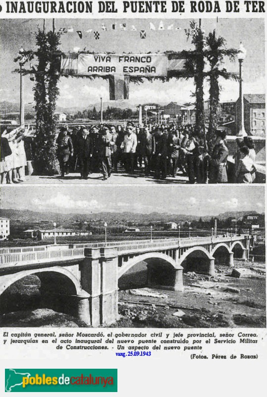 Roda de Ter - Pont Nou. Article a La Vanguardia, 25-09-1943 Roda de Ter - Pont Nou. Article a La Vanguardia, 25-09-1943