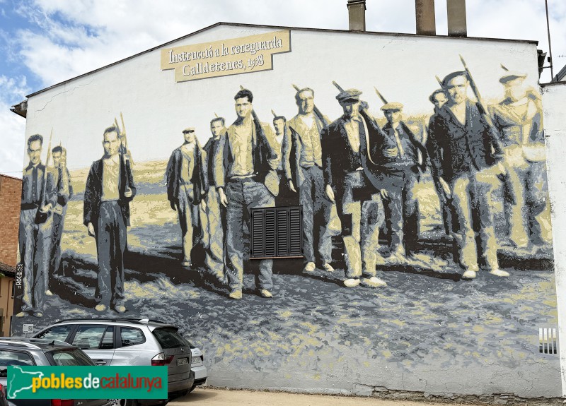 Calldetenes - Mural de Roc Blackblock <i>Instrucció a la reraguarda</i> (FACC 2022) (Foto: Albert Esteves, 2026) Calldetenes - Mural de Roc Blackblock <i>Instrucció a la reraguarda</i> (FACC 2022)