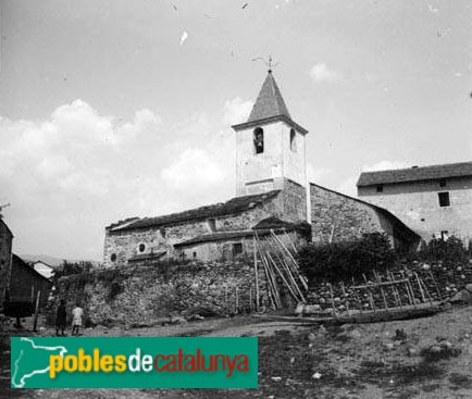 Guils de Cerdanya - Església de Sant Vicenç de Saneja (Foto: <i>Eduard Royo -Arxiu Fotogràfic Centre Excursionista de Catalunya-</i>, 1890-1920) Guils de Cerdanya - Església de Sant Vicenç de Saneja